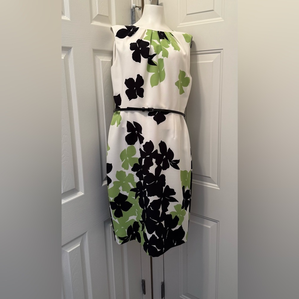 Nine West Black and Green Floral Midi Dress